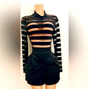 Plus-Size Mesh Shorts bodysuit